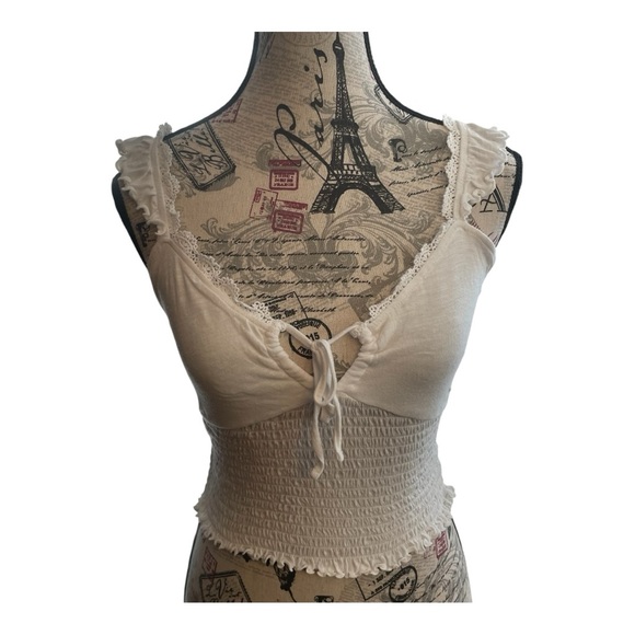 SO Tops - SO White Lace-Trimmed Crop Top